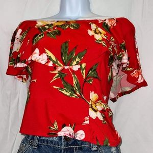 Hawaiian Floral Off the shoulder top